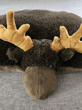 Original PillowPet Moose Pillow in Dark Brown with Tan Antlers